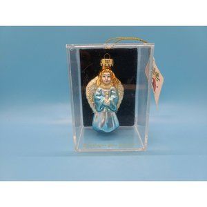 Designers Studio Hand Crafted Angel Girl Holding Candle Glass Ornament NIB wTags